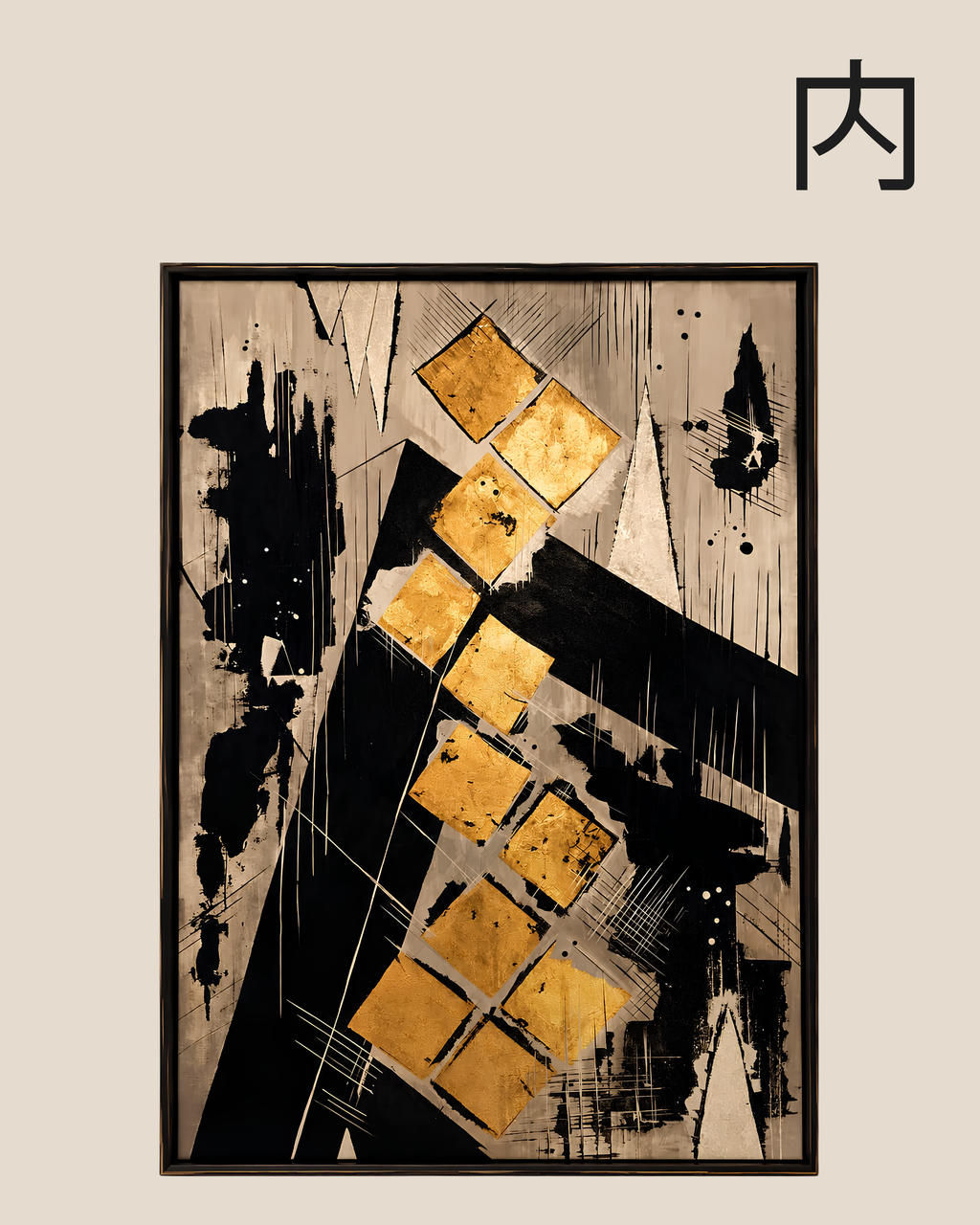 Gold Leaf Abstract original artwork - Add refined drama and luxury to your interior with this hand-painted geometric
