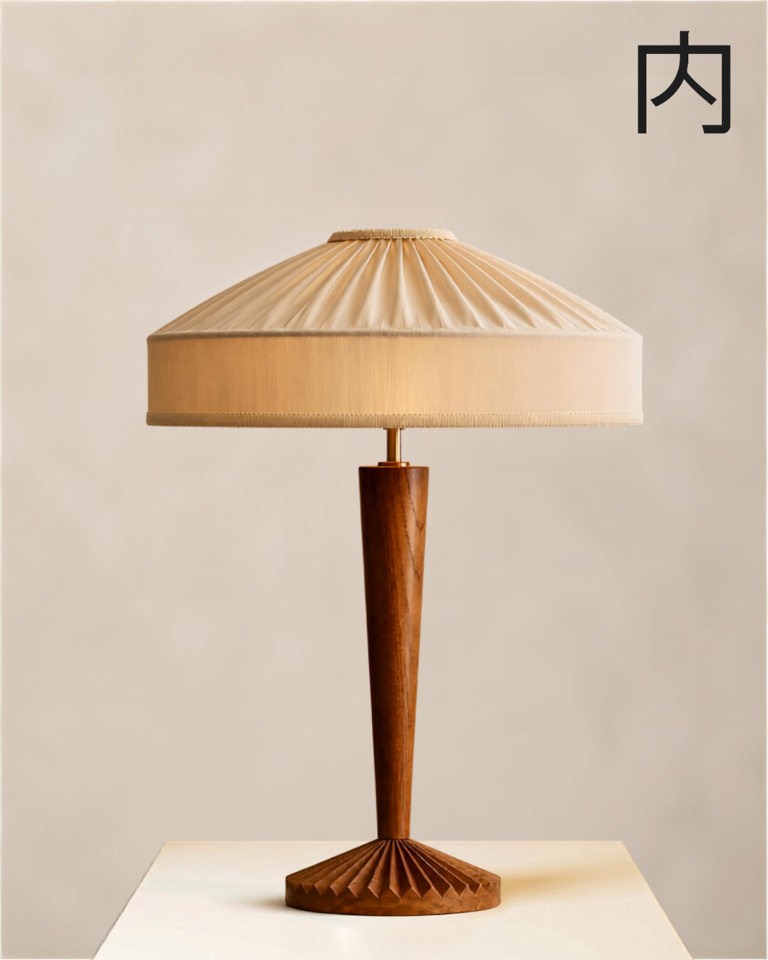 Tallow lampshade - wide pleated cream lampshade with a warm brass neck detail